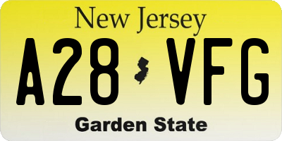 NJ license plate A28VFG
