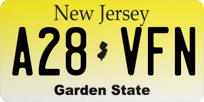 NJ license plate A28VFN