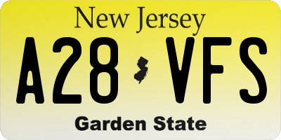 NJ license plate A28VFS