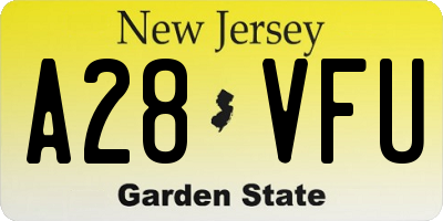 NJ license plate A28VFU