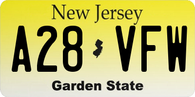 NJ license plate A28VFW