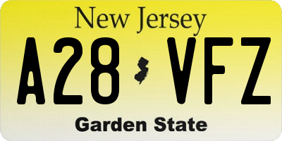NJ license plate A28VFZ