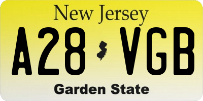 NJ license plate A28VGB