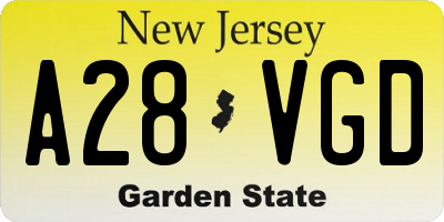 NJ license plate A28VGD