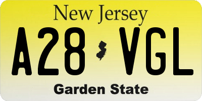 NJ license plate A28VGL