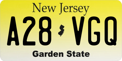 NJ license plate A28VGQ