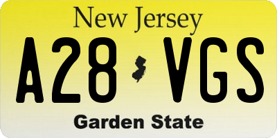 NJ license plate A28VGS