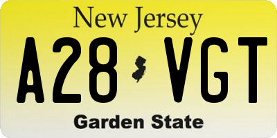 NJ license plate A28VGT