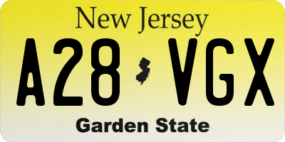 NJ license plate A28VGX