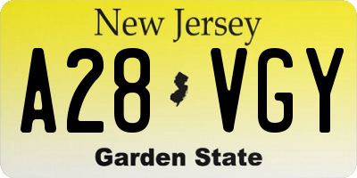 NJ license plate A28VGY