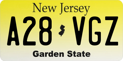 NJ license plate A28VGZ