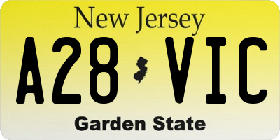 NJ license plate A28VIC
