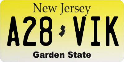 NJ license plate A28VIK