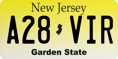 NJ license plate A28VIR