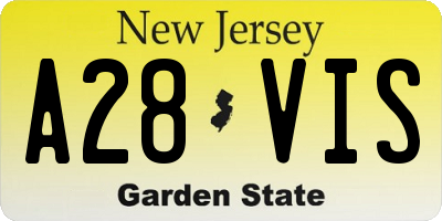 NJ license plate A28VIS