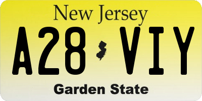 NJ license plate A28VIY