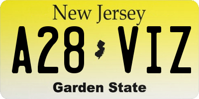 NJ license plate A28VIZ