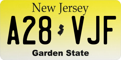 NJ license plate A28VJF