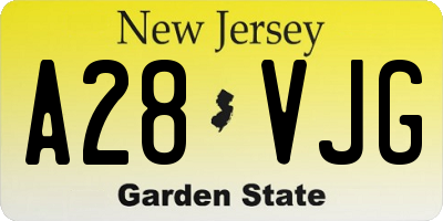 NJ license plate A28VJG