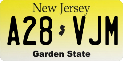 NJ license plate A28VJM