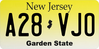 NJ license plate A28VJO