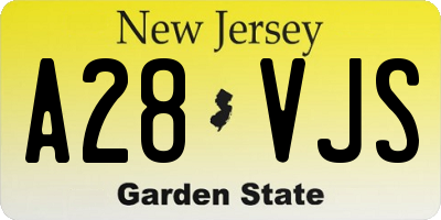 NJ license plate A28VJS
