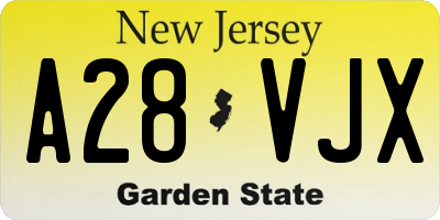 NJ license plate A28VJX