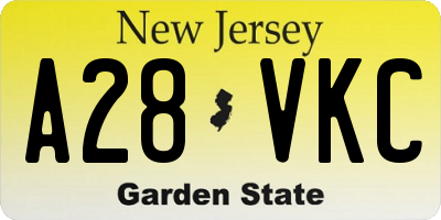 NJ license plate A28VKC
