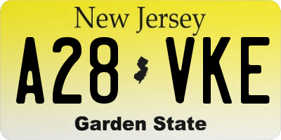 NJ license plate A28VKE
