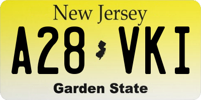 NJ license plate A28VKI