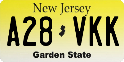 NJ license plate A28VKK