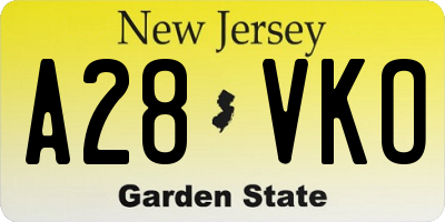 NJ license plate A28VKO