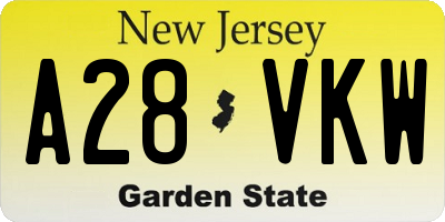 NJ license plate A28VKW