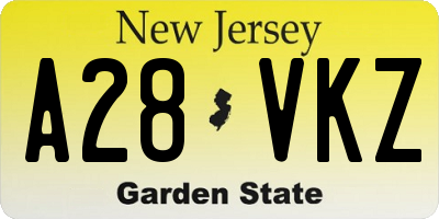 NJ license plate A28VKZ