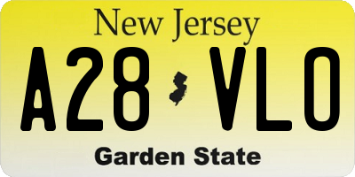 NJ license plate A28VLO
