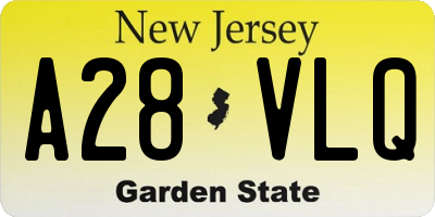 NJ license plate A28VLQ