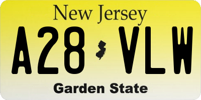 NJ license plate A28VLW