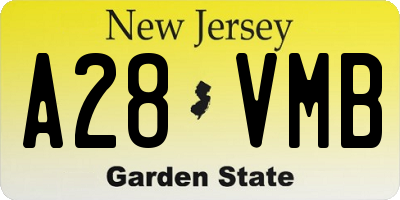 NJ license plate A28VMB
