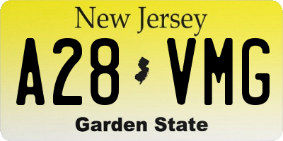 NJ license plate A28VMG