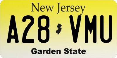 NJ license plate A28VMU