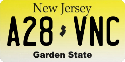 NJ license plate A28VNC