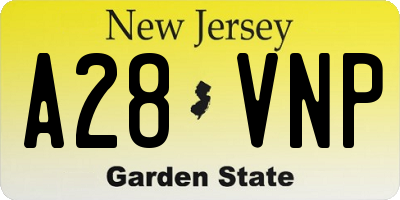 NJ license plate A28VNP