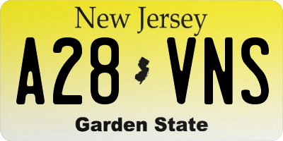 NJ license plate A28VNS