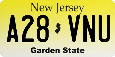 NJ license plate A28VNU