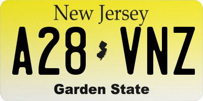 NJ license plate A28VNZ