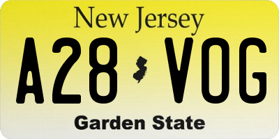 NJ license plate A28VOG