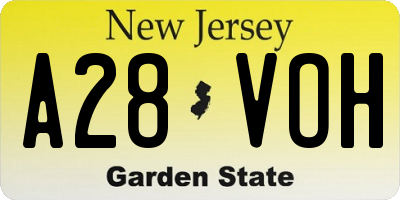 NJ license plate A28VOH