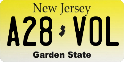 NJ license plate A28VOL