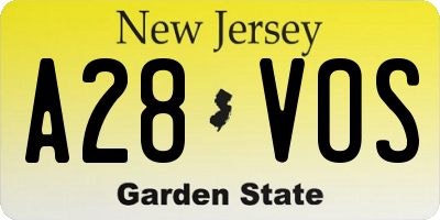 NJ license plate A28VOS