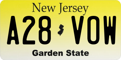 NJ license plate A28VOW